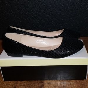 Black Glitter Flats